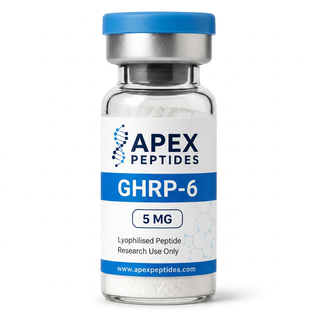 GHRP-6 5mg branded Apex PEPTIDES research vial