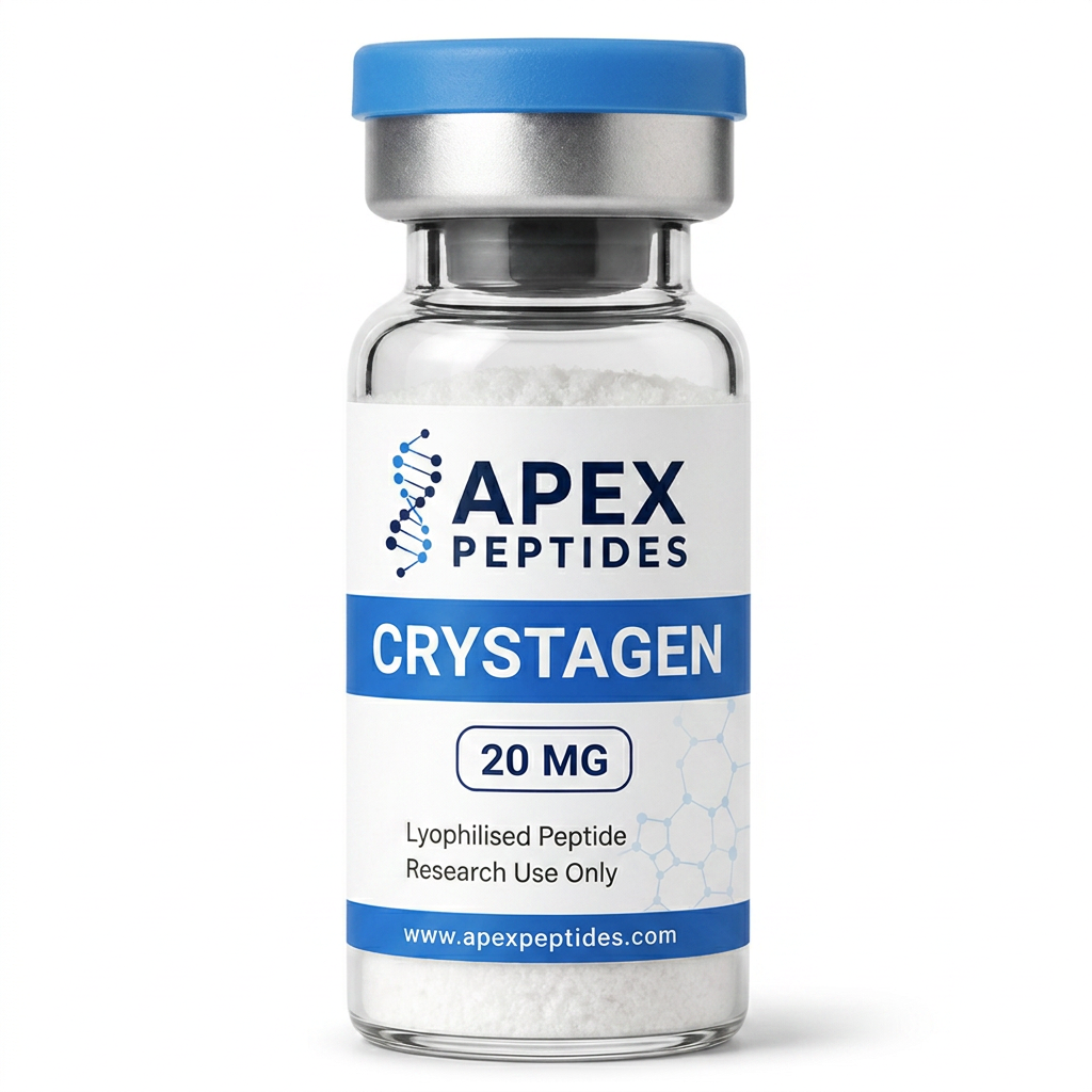 Crystagen 20mg branded Apex PEPTIDES research vial