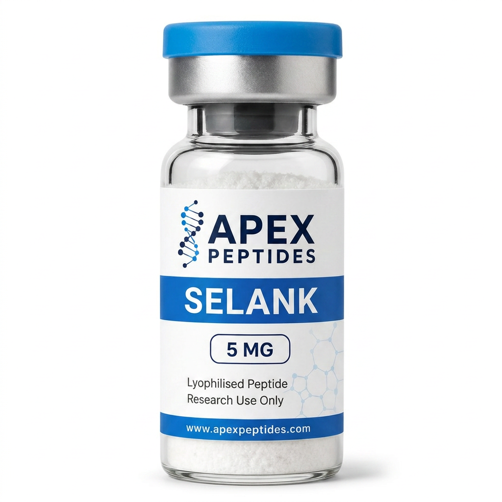 Selank 5mg branded Apex PEPTIDES research vial